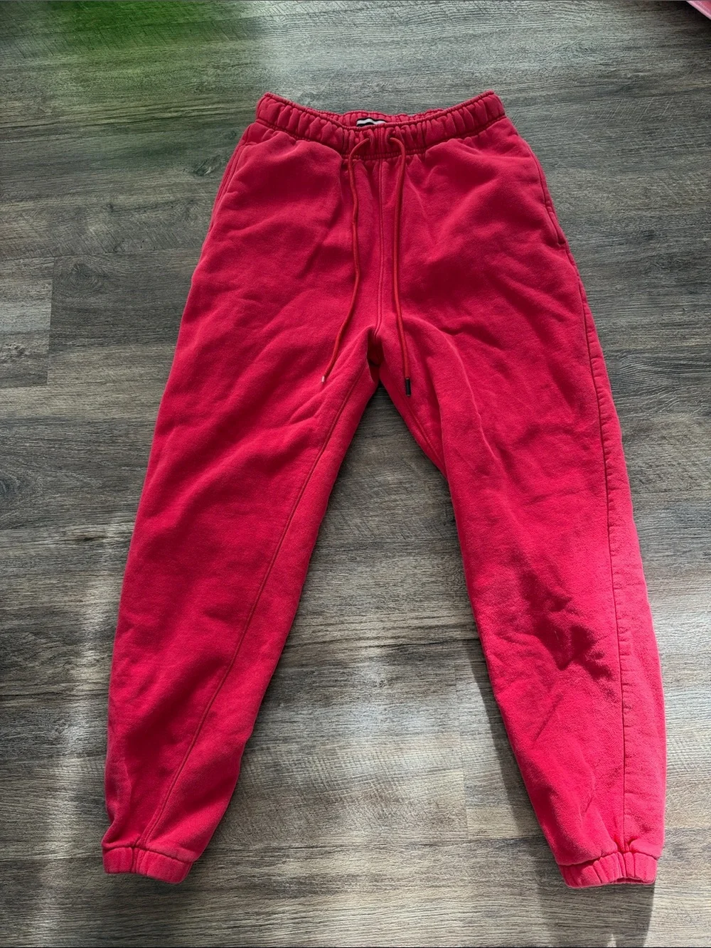 Jordan Mens Bright Red Fleece Joggers with Drawstring